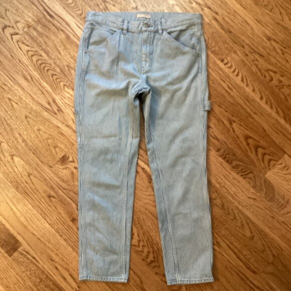 UNIQLO RELAXED TAPERED HICKORY WORKWEAR CARPENTER PANTS 28 CASUAL BOHO JEANS - Picture 1 of 3